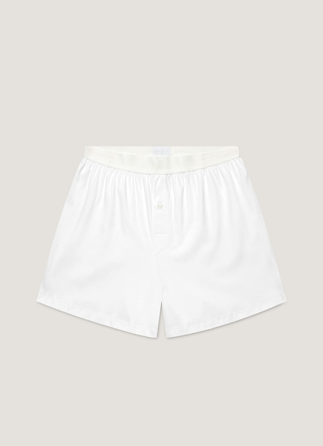 Men's Sea Island Cotton One-Button Boxer Short in White