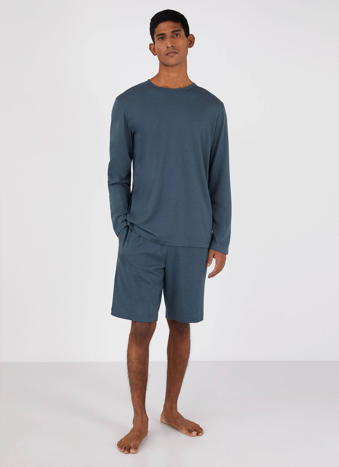 Men's Cotton Modal Lounge Shorts in Dark Petrol