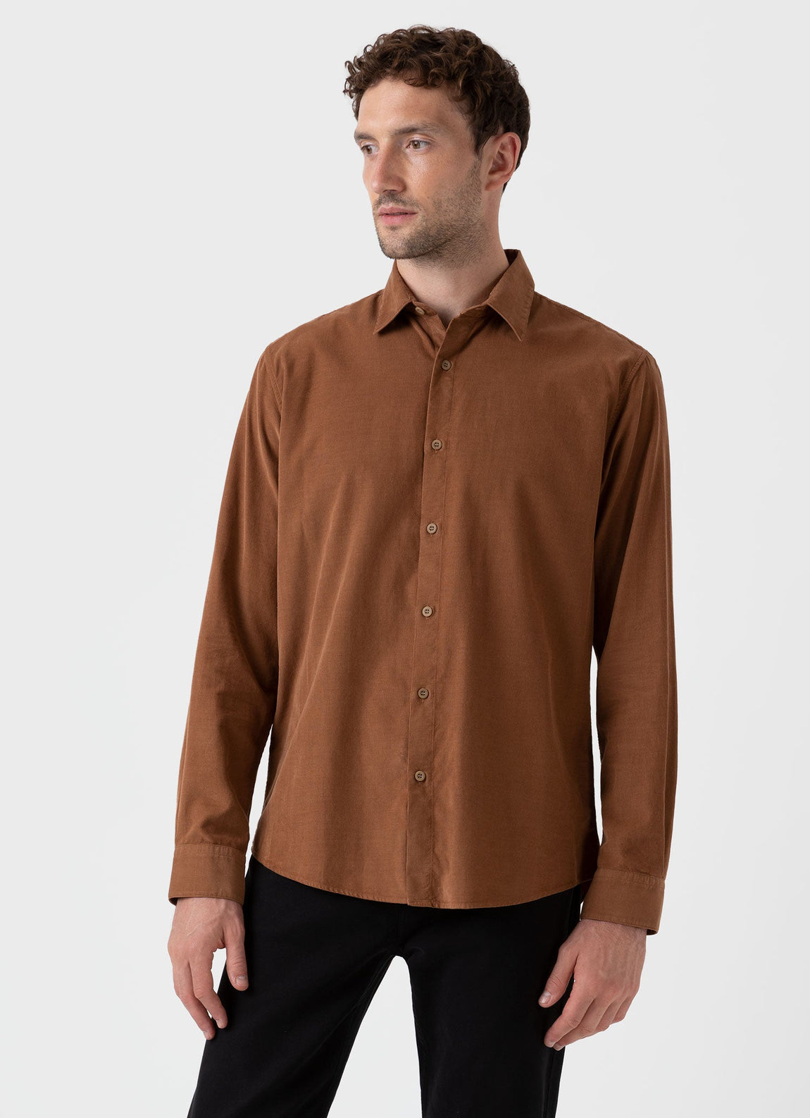 Men's Fine Cord Shirt in Pecan