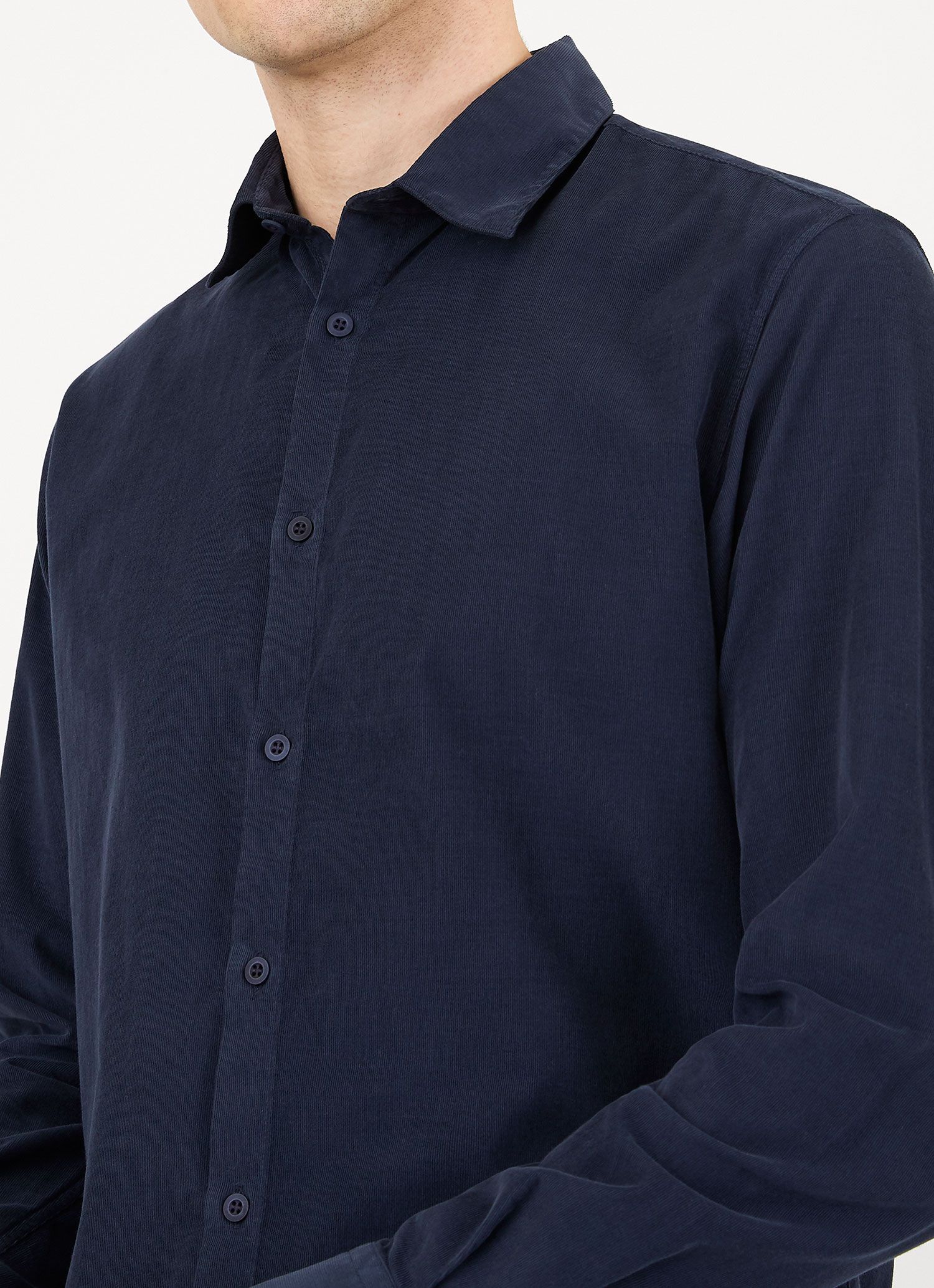 Men's Fine Cord Shirt in Navy