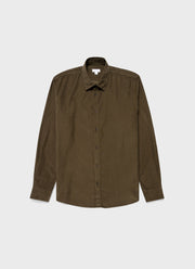 Men's Fine Cord Shirt in Dark Moss