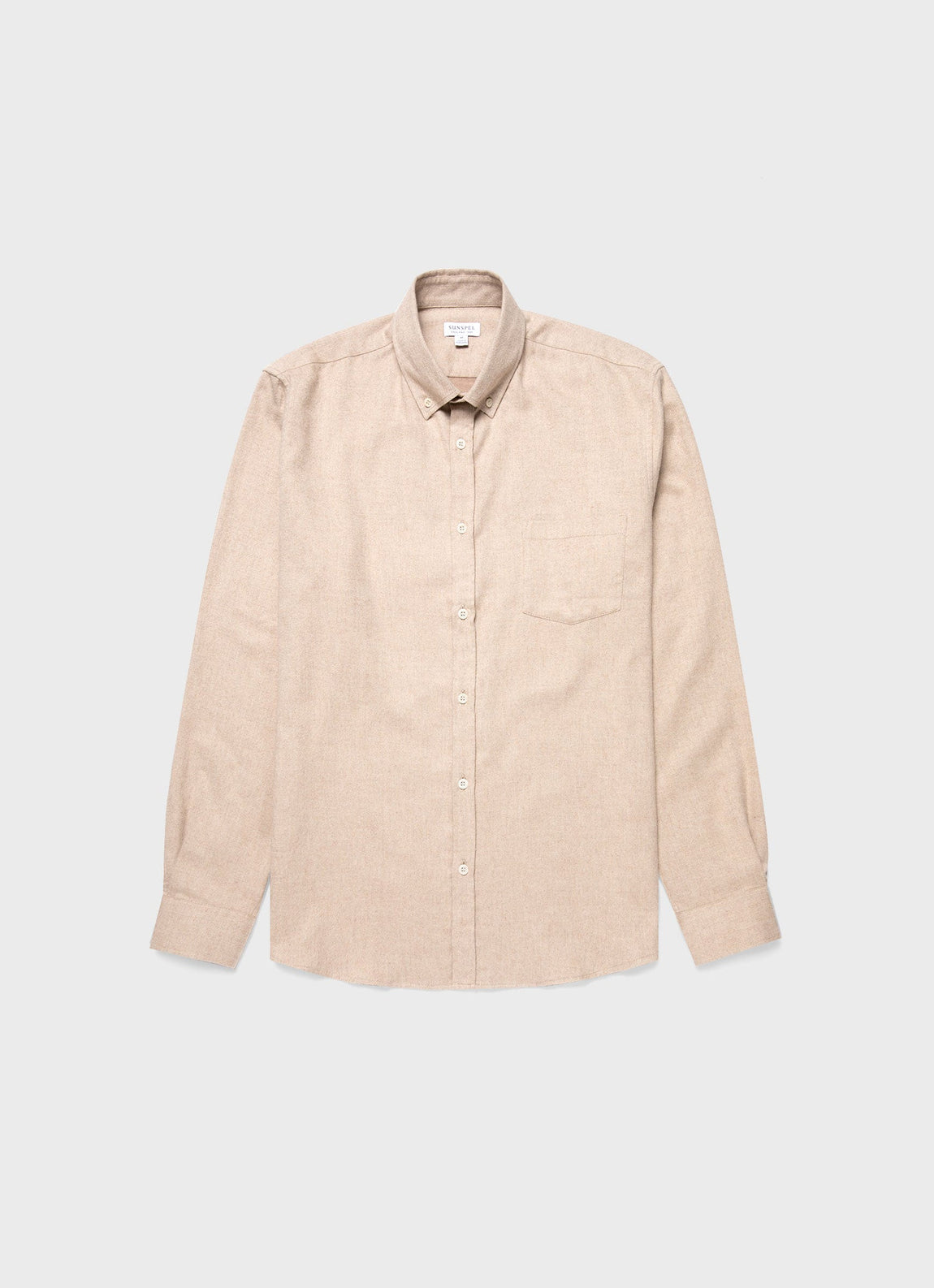 Men's Button Down Flannel Shirt in Oatmeal Melange