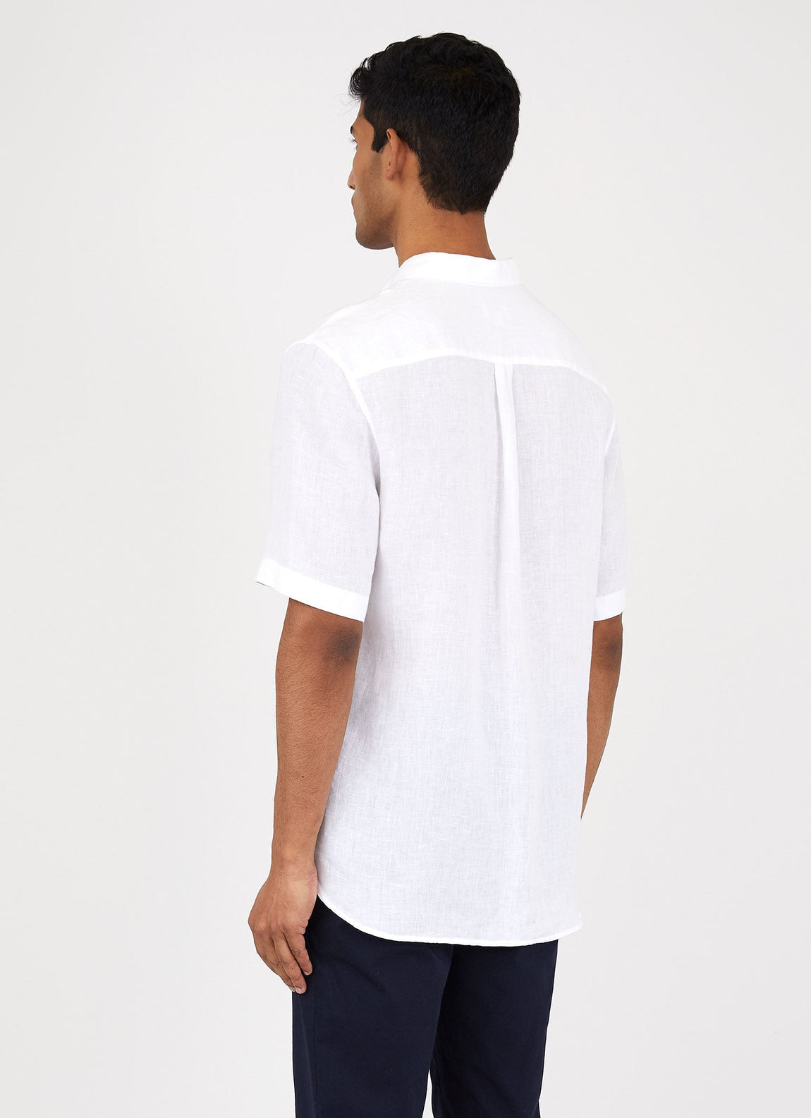 Men's Short Sleeve Linen Shirt in White