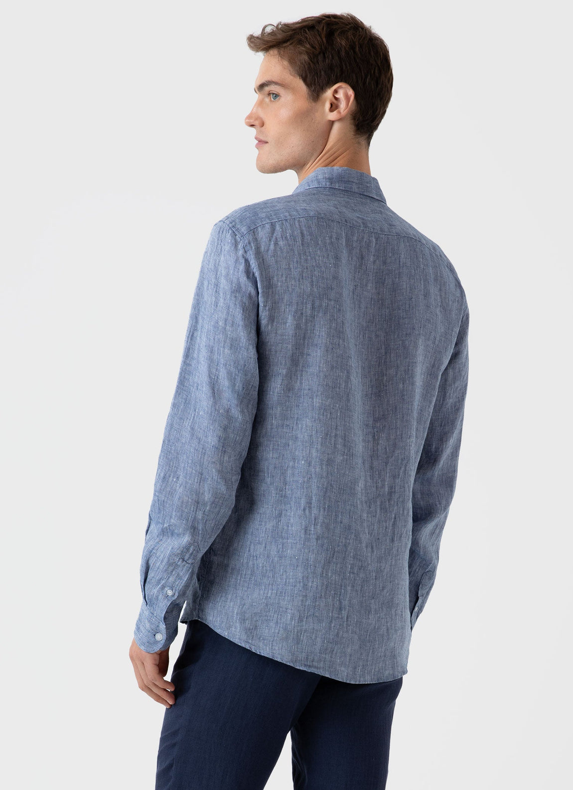 Men's Linen Shirt in Bluestone Melange