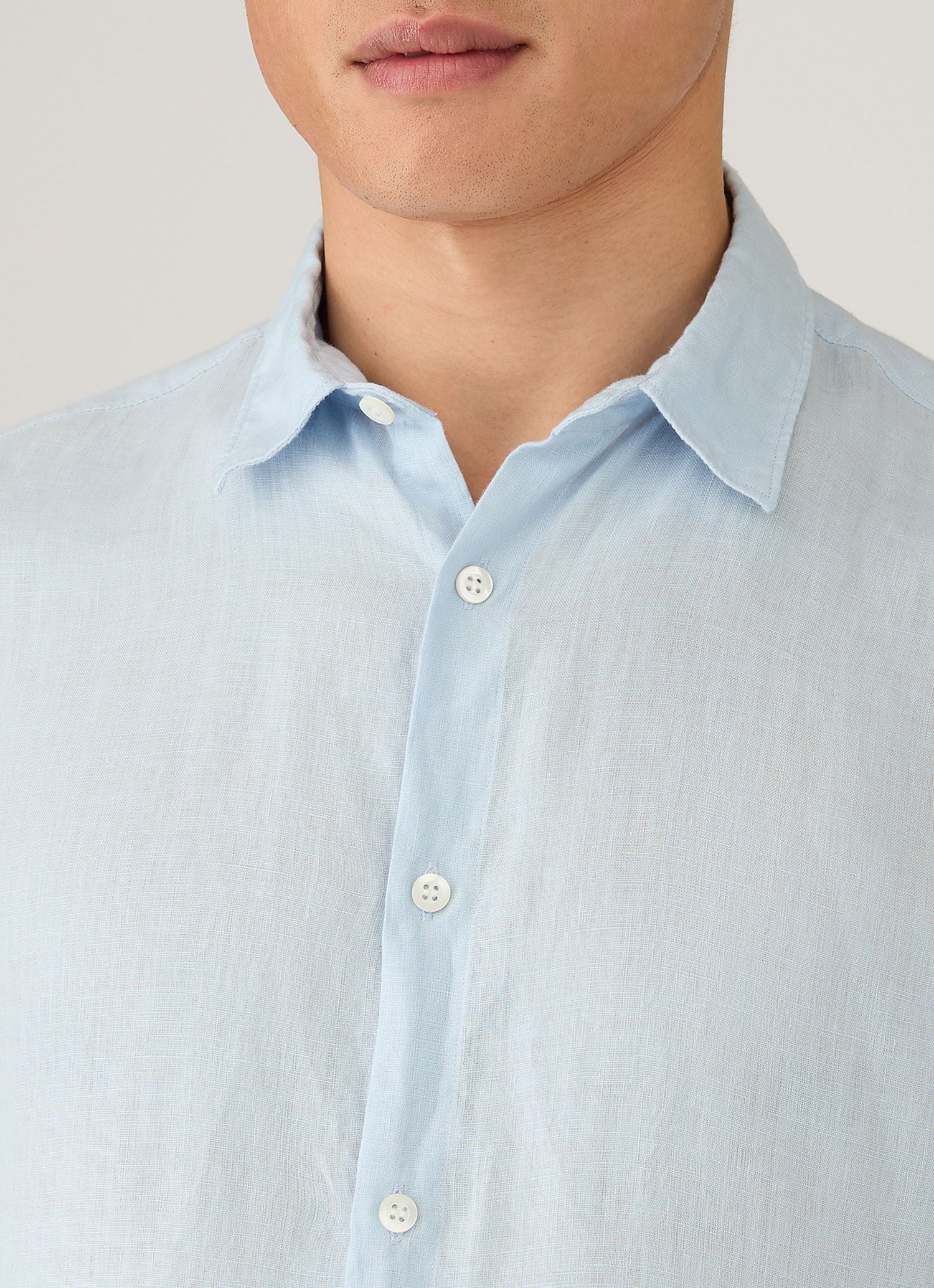 Men's Linen Shirt in Light Blue