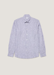 Men's Linen Shirt in Navy/White Linen