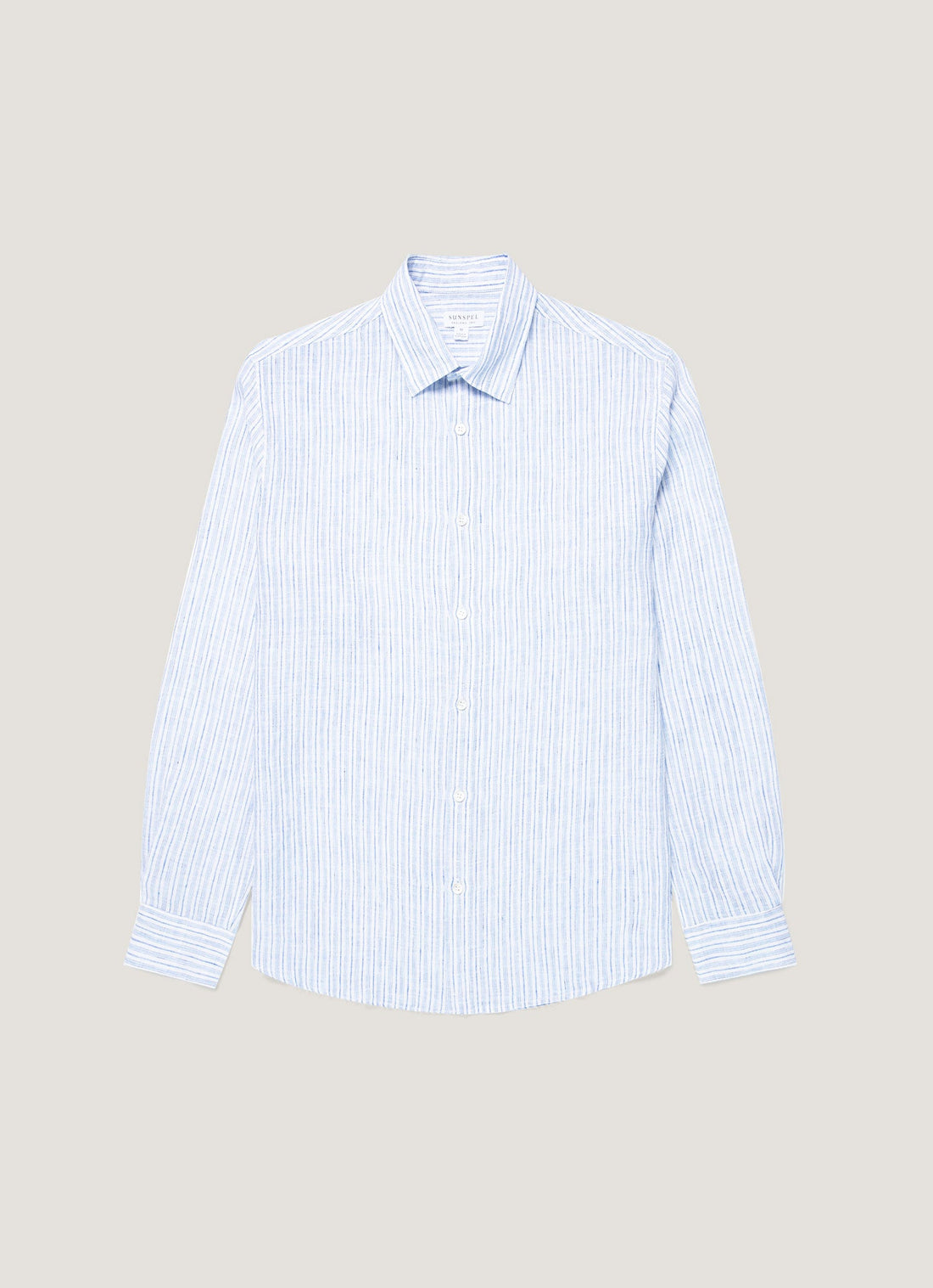 Men's Linen Shirt in Sky Blue/Navy