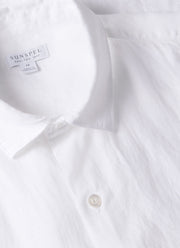 Men's Short Sleeve Linen Shirt in White