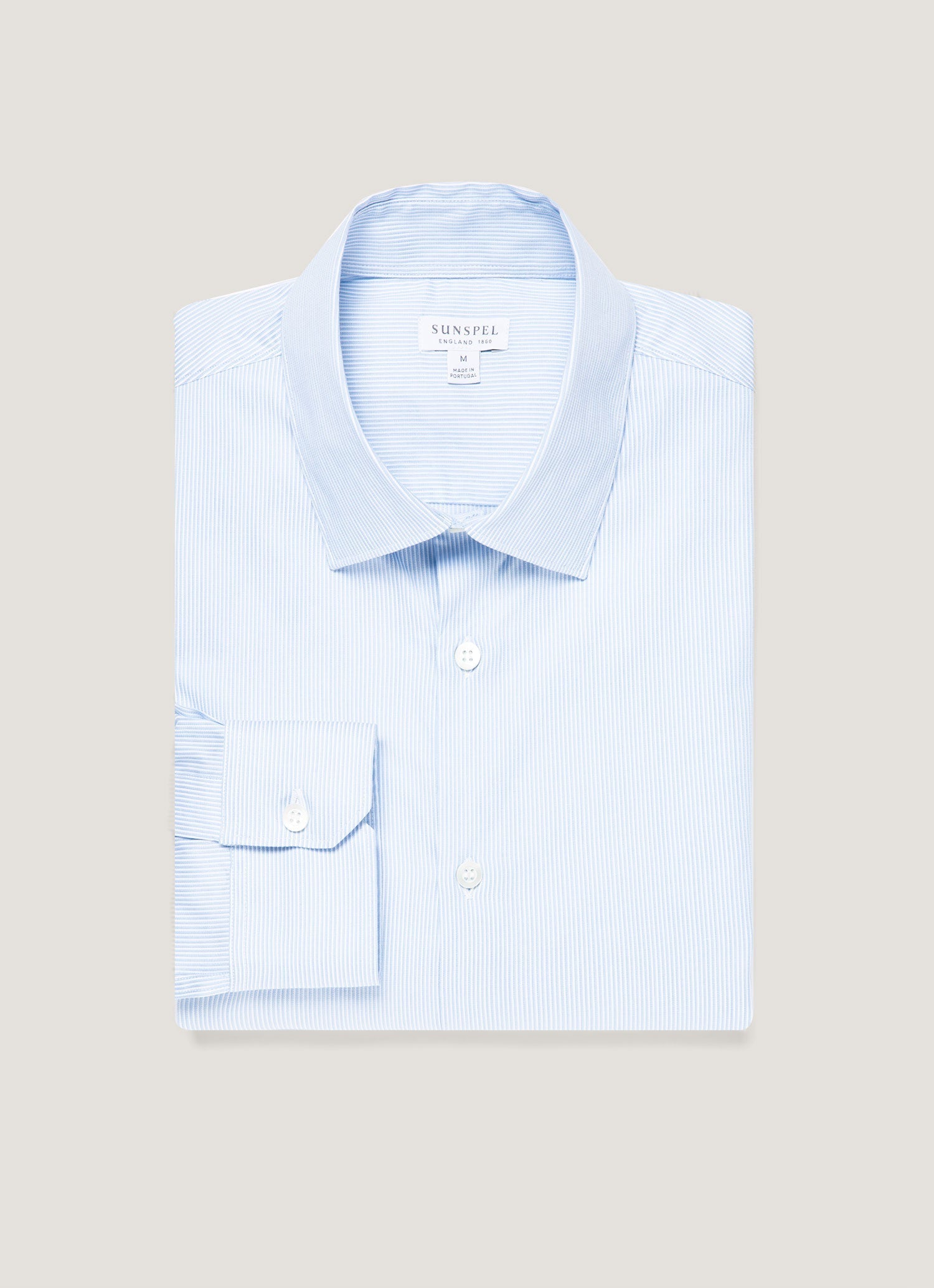 Men's Cotton Stretch Shirt in Light Blue/White