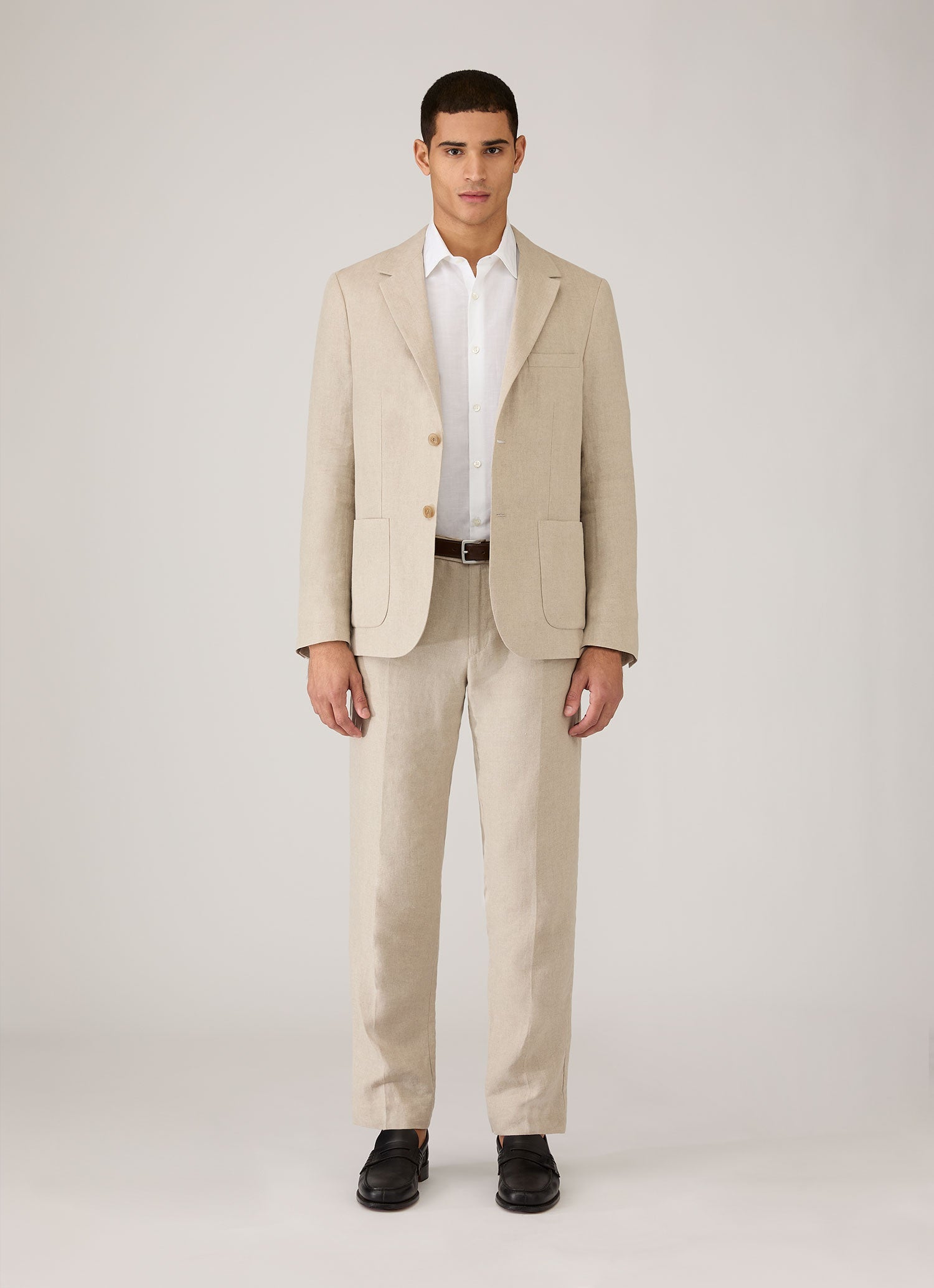 Men's Sea Island Cotton Linen Shirt in White