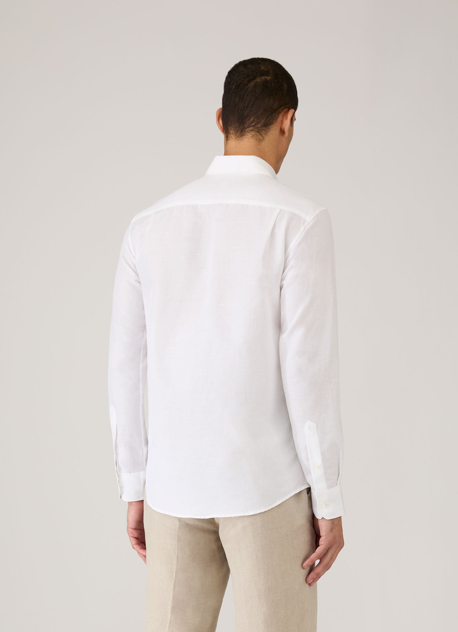 Men's Sea Island Cotton Linen Shirt in White