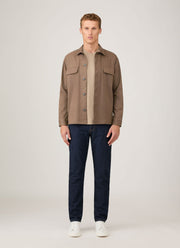 Men's Cotton Cashmere Overshirt in Dark Stone