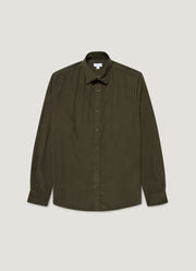 Men's Fine Cord Shirt in Dark Green