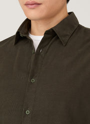 Men's Fine Cord Shirt in Dark Green