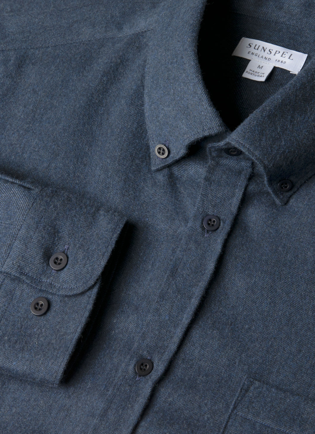 Men's Button Down Flannel Shirt in Selvedge Blue Melange