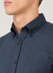 Men's Button Down Flannel Shirt in Selvedge Blue Melange
