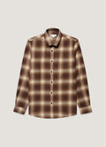 Men's Button Down Flannel Shirt in Chestnut Melton Check