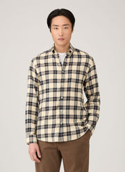 Men's Button Down Flannel Shirt in Truffle Check