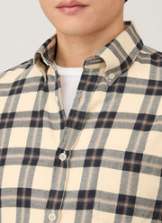 Men's Button Down Flannel Shirt in Truffle Check