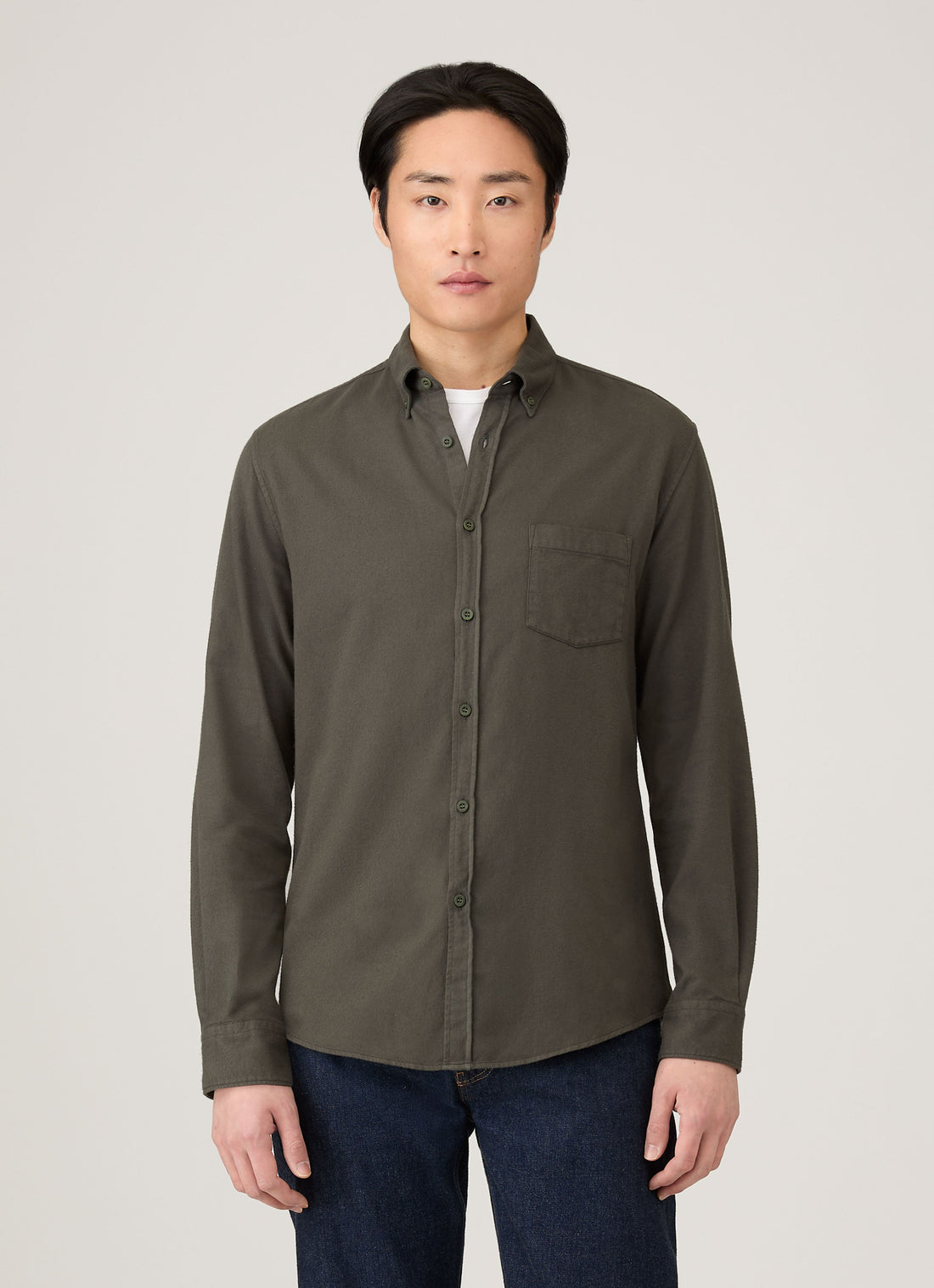 Men's Button Down Flannel Shirt in Dark Green