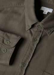 Men's Button Down Flannel Shirt in Dark Green