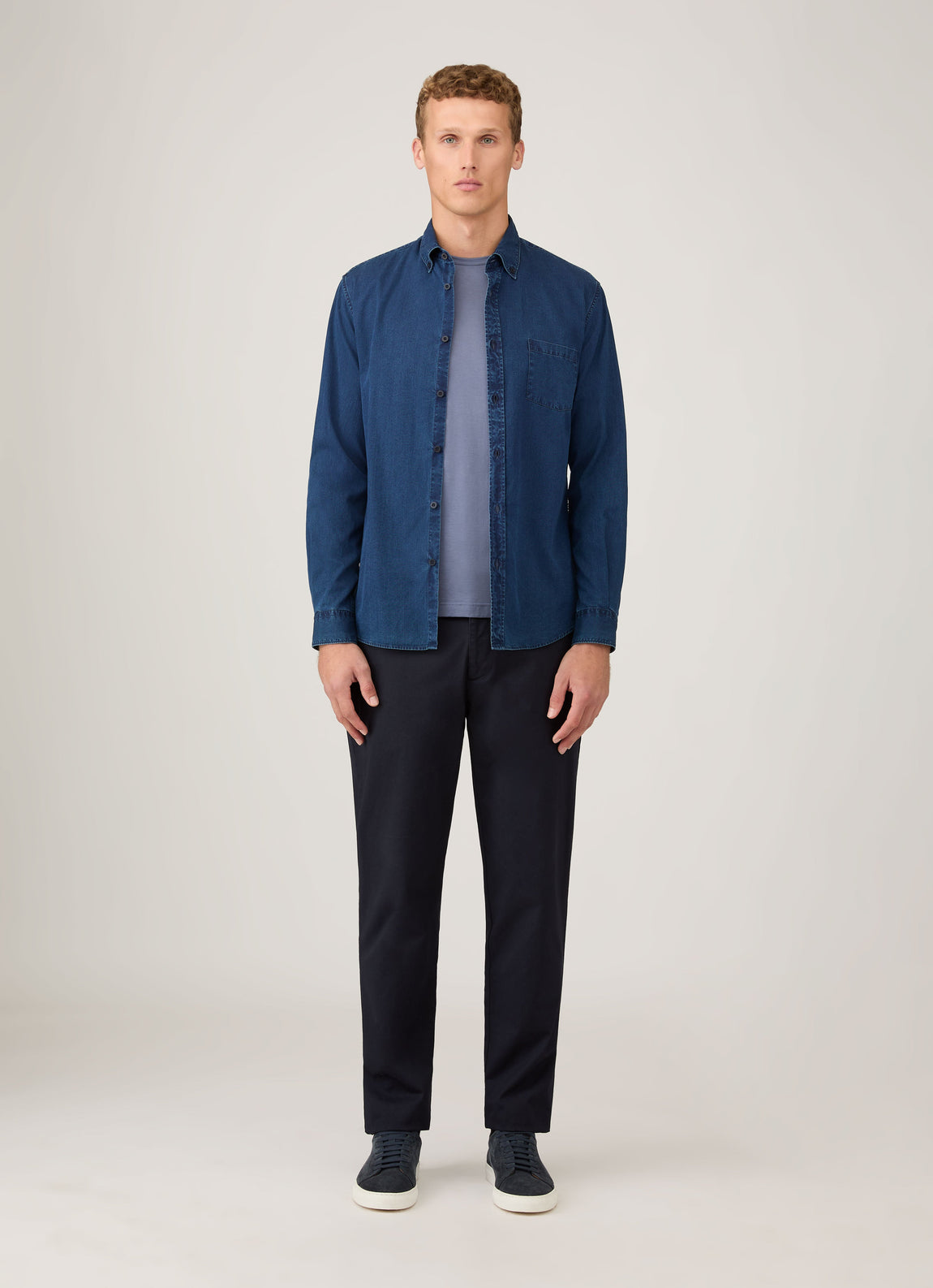 Men's Button Down Denim Shirt in Indigo