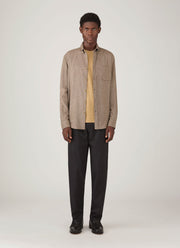 Men's Brushed Cotton Shirt in Light Brown Melange