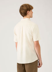 Men's Short Sleeve Cotton Linen Shirt in Ecru