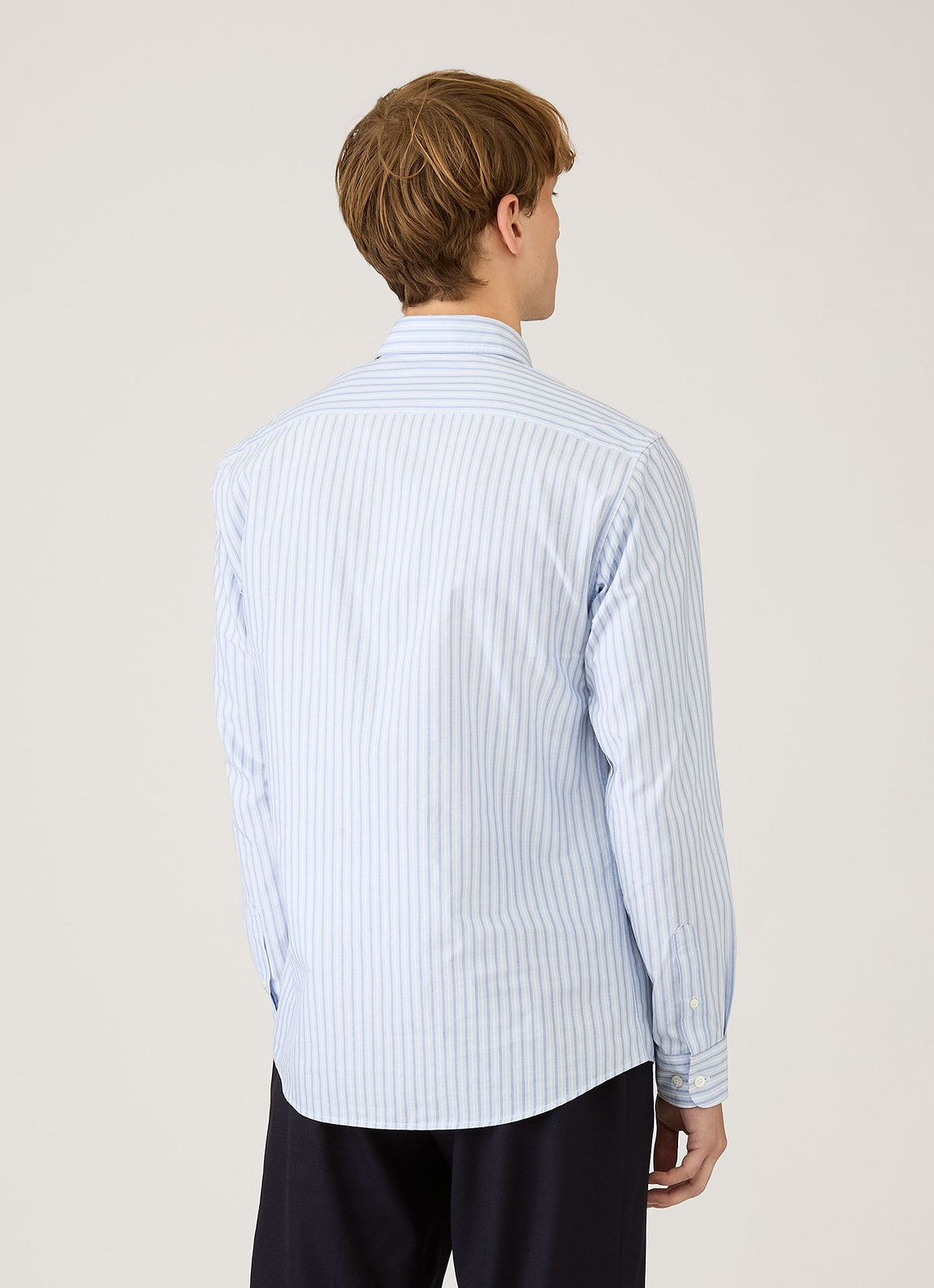 Men's Poplin Shirt in Sky Blue/White/Navy