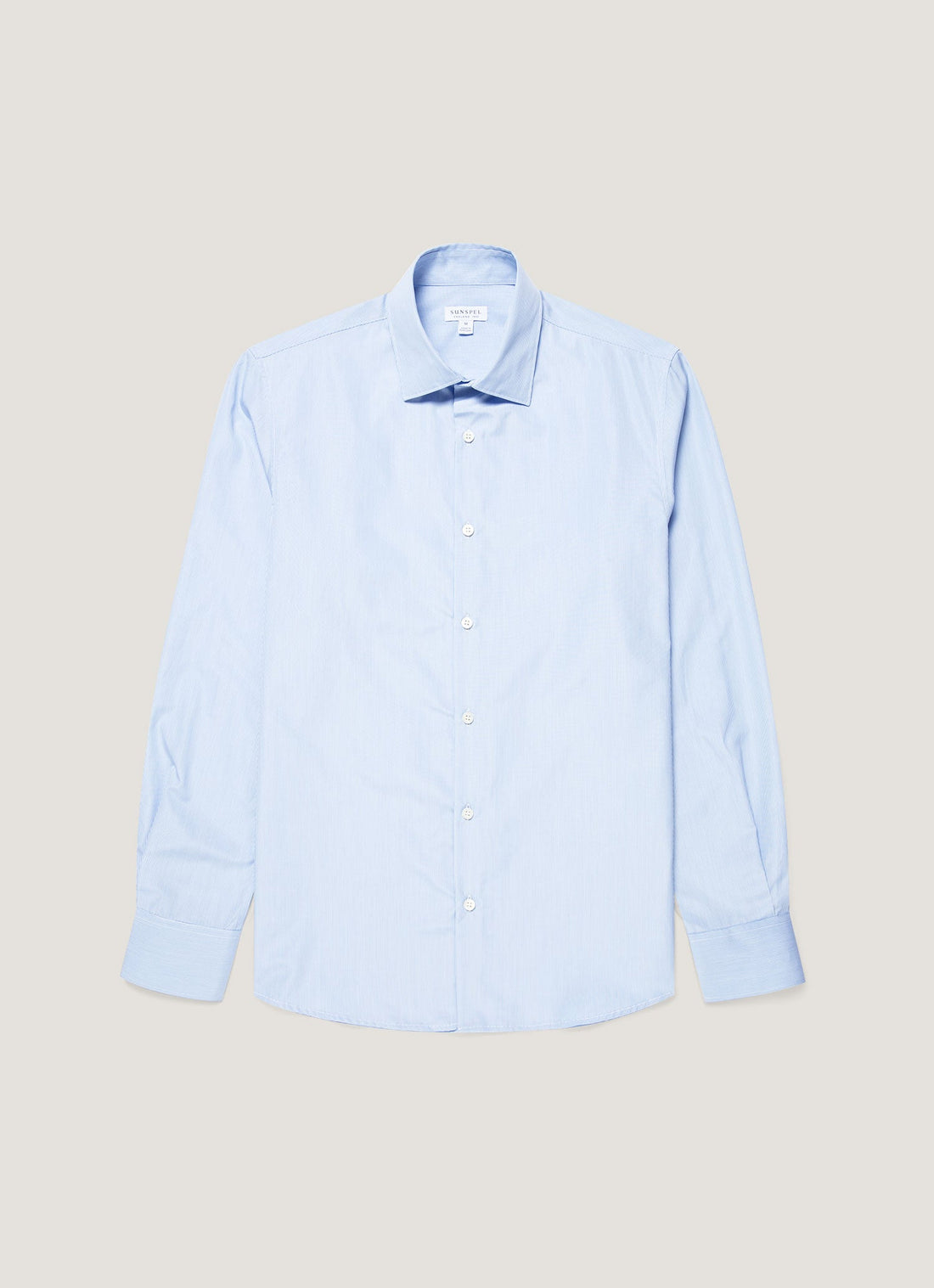 Men's Cotton Poplin Shirt in Mid Blue Bengal Stripe
