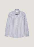 Men's Cotton Poplin Shirt in Navy Bengal Stripe