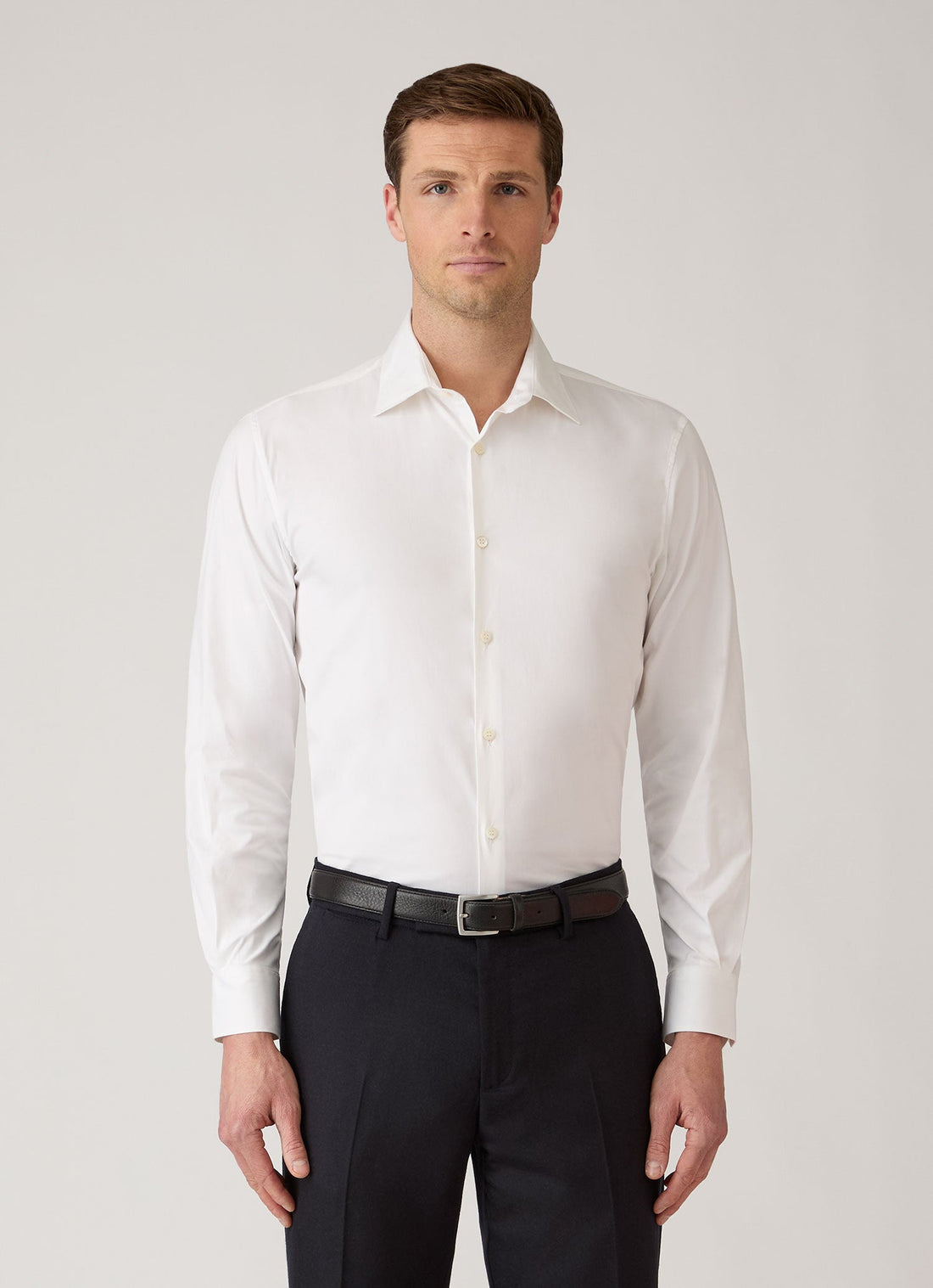 Men's Stretch Cotton Poplin Shirt in White