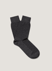 Men's Merino Wool Waffle Socks in Charcoal Melange
