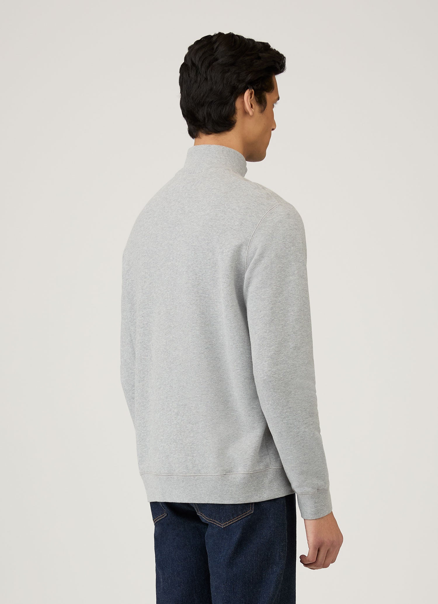 Men's Half Zip Loopback Sweatshirt in Grey Melange