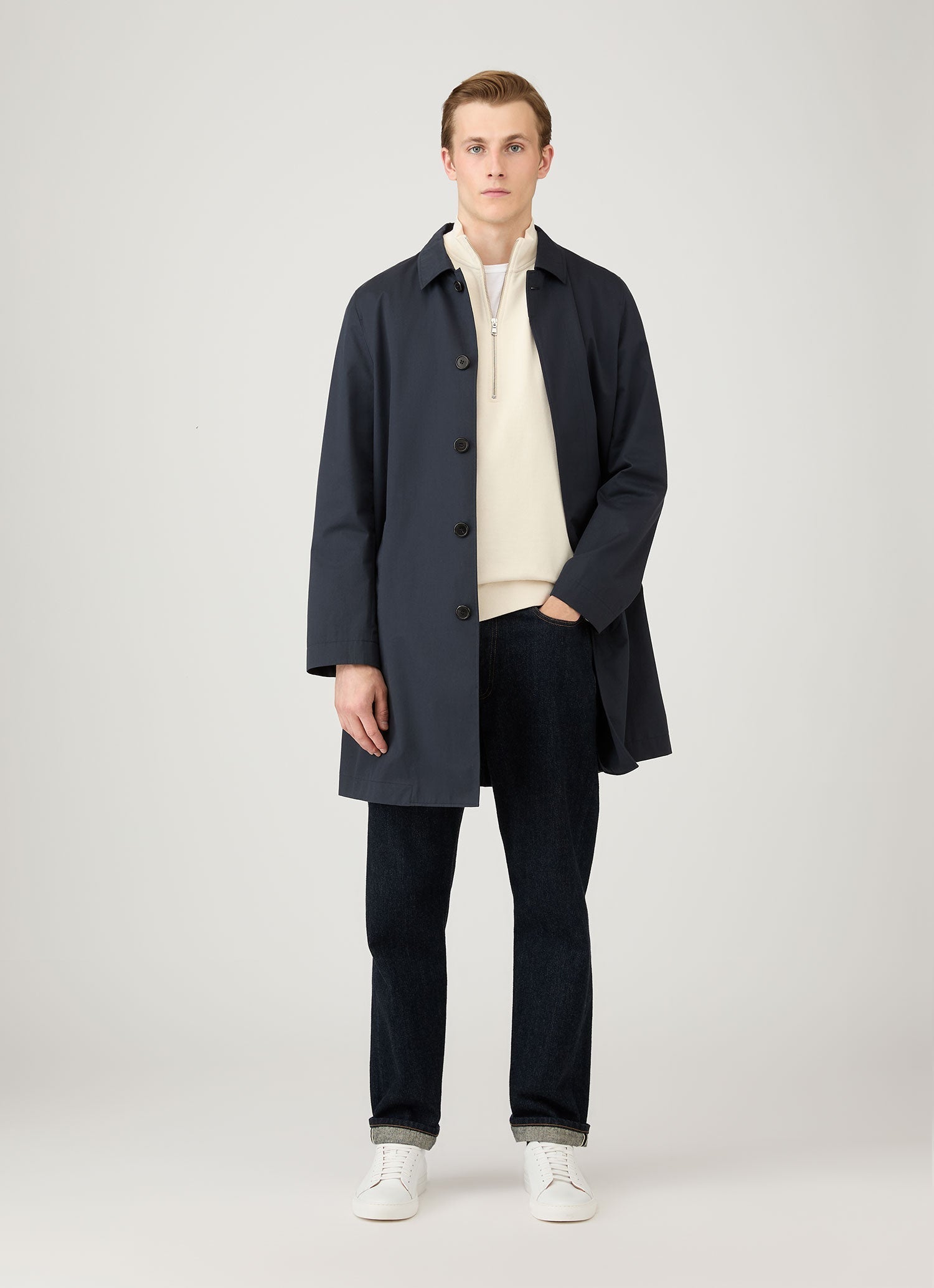 Men's Undyed Half Zip Loopback Sweatshirt in Undyed