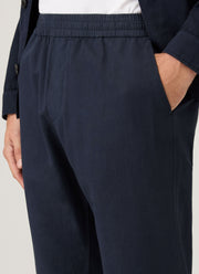 Men's Cotton Linen Drawstring Trouser in Navy