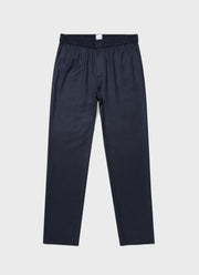 Men's Wool Flannel Drawstring Trouser in Navy Melange