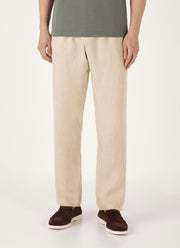 Men's Linen Drawstring Trouser in Light Sand