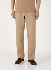Men's Linen Drawstring Trouser in Dune Melange