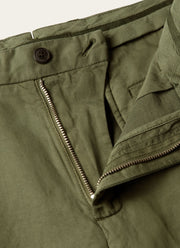 Men's Cotton Linen Two-Piece Suit in Deep Olive