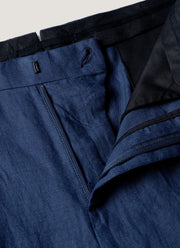Men's Pleated Linen Trouser in Light Navy