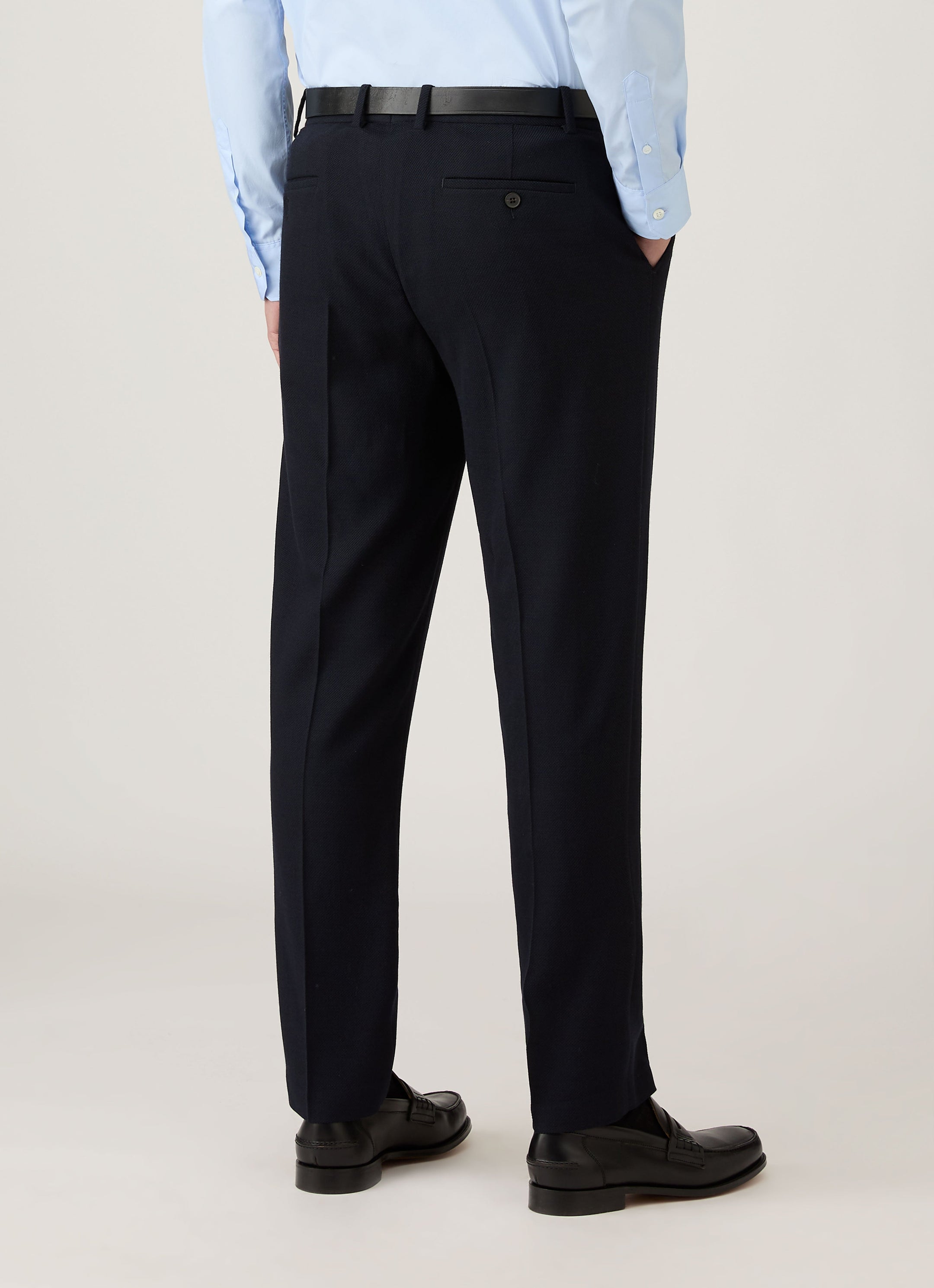 Men's Textured Wool Trouser in Navy