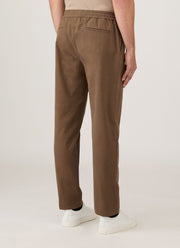 Men's Cotton Cashmere Drawstring Trouser in Dark Stone