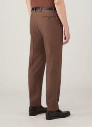 Men's Pleated Wool Twill Trouser in Light Brown