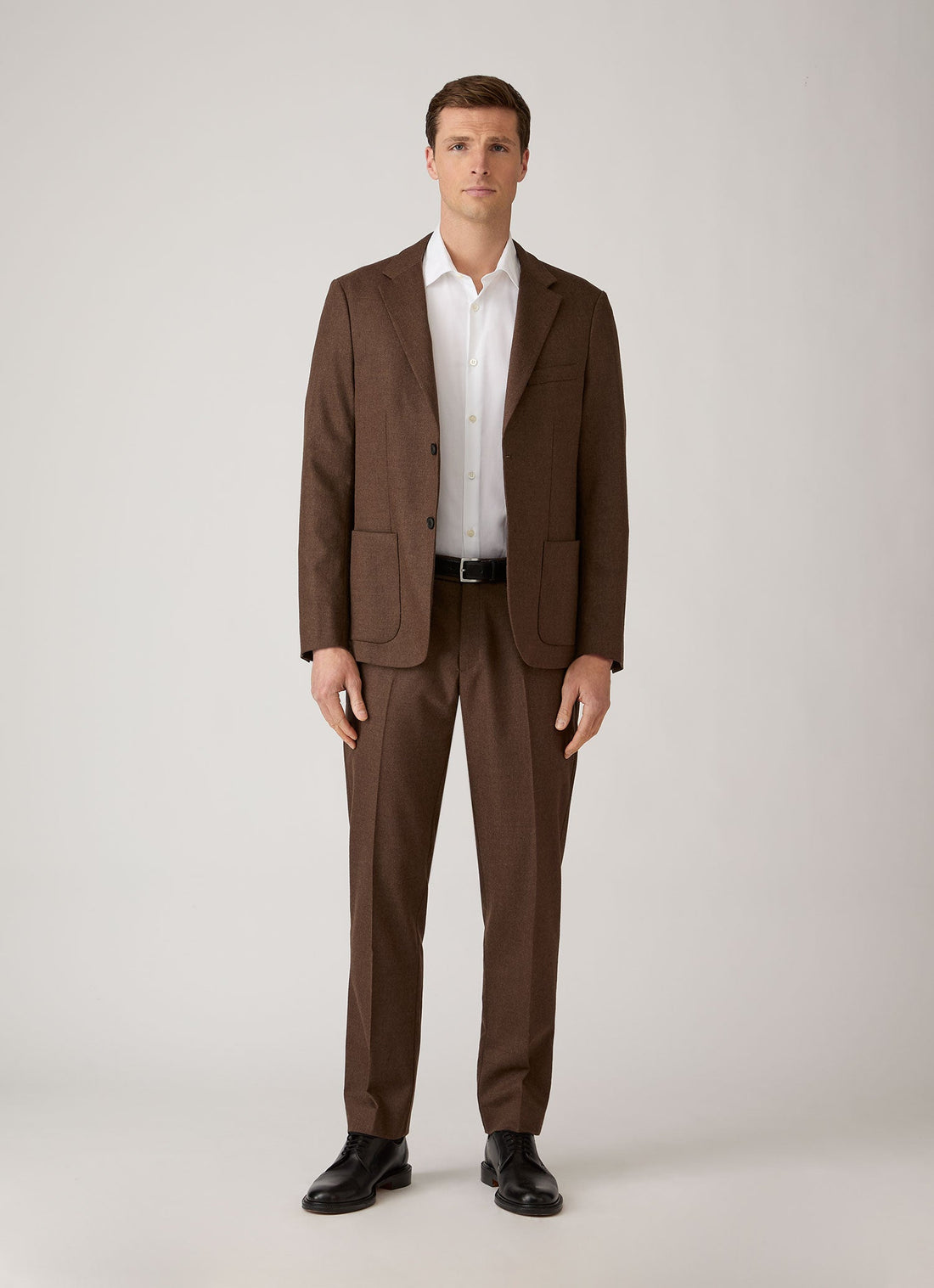 Men's Wool Cashmere Flannel Trouser in Light Brown Melange
