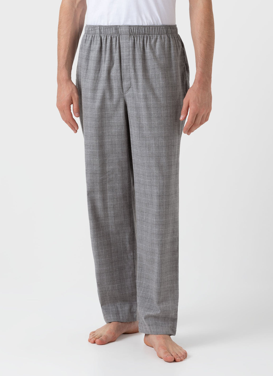 Men's Cotton Flannel Pyjama Trouser in Mid Grey Check