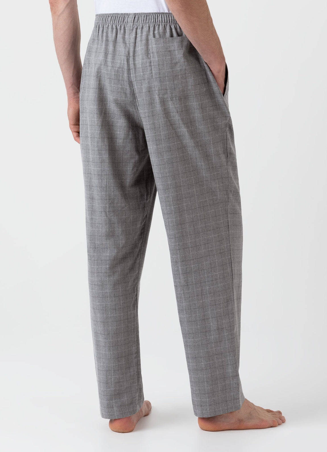 Men's Cotton Flannel Pyjama Trouser in Mid Grey Check