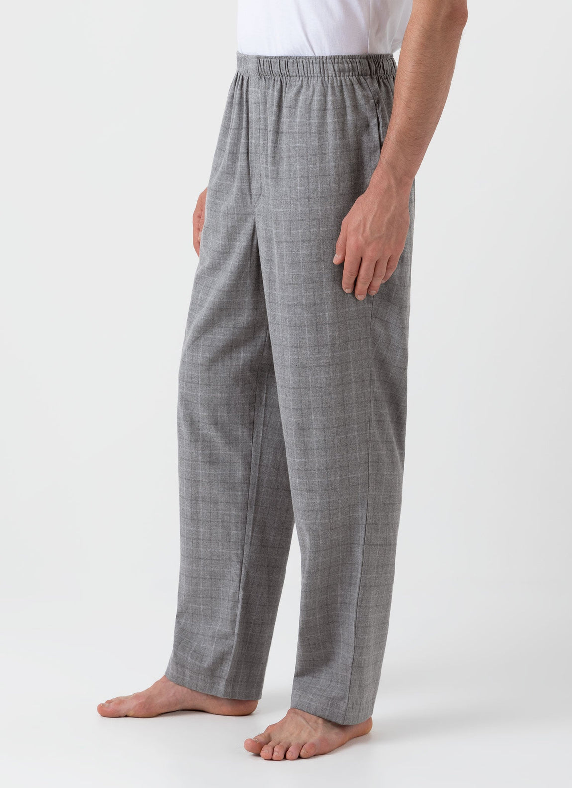 Men's Cotton Flannel Pyjama Trouser in Mid Grey Check