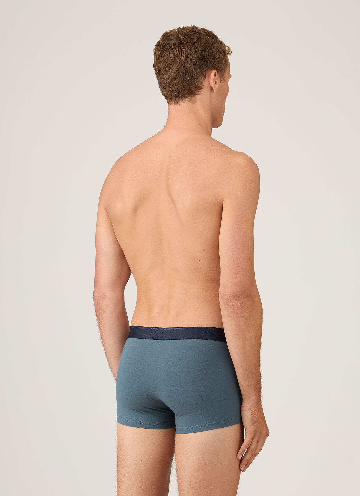 Men's Stretch Cotton Trunks in Dark Petrol