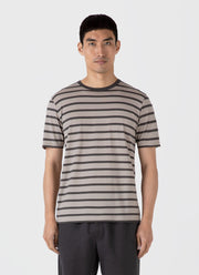 Men's Classic T-shirt in Ash Grey/Charcoal Breton Stripe